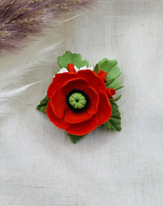Flower brooch &quot;Poppy&quot;